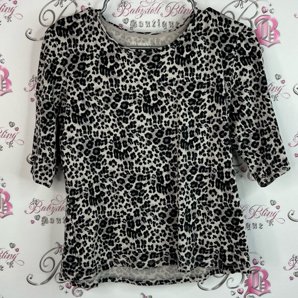 Company Ellen Tracy top shirt cheetah Leopard Print Top with 3/4 Sleeves